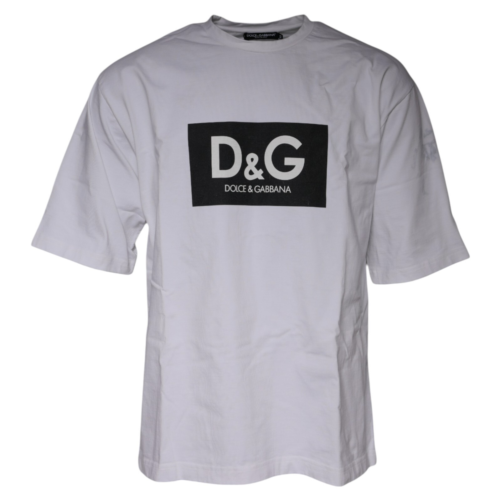 DOLCE & GABBANA T-shirt White Logo Print Cotton Crew Neck