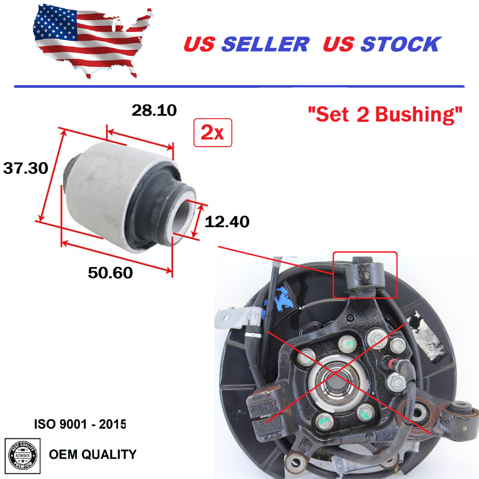 Rear Knuckle Bushing Set Pair For Infiniti FX35 FX45 2003-2008 OE Quality