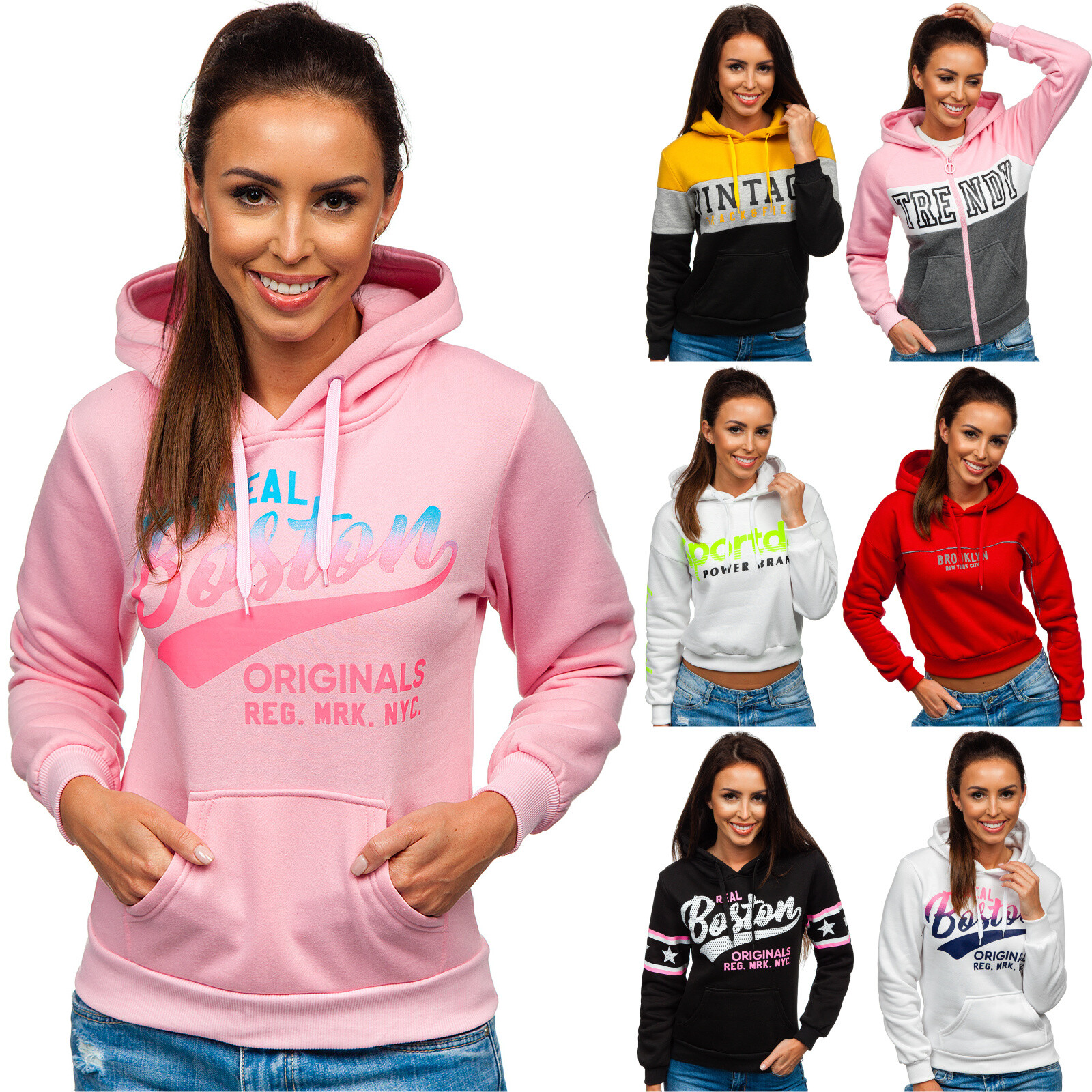 Kapuzenpullover Sweatshirt Hoodie Sweatjacke Pullover Aufdruck Damen BOLF Motiv