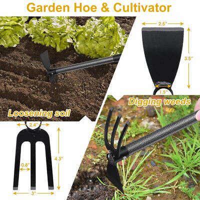 Hoe and Cultivator - 45” Long Handle - Heavy Duty Garden Hoe Tiller Standing ...