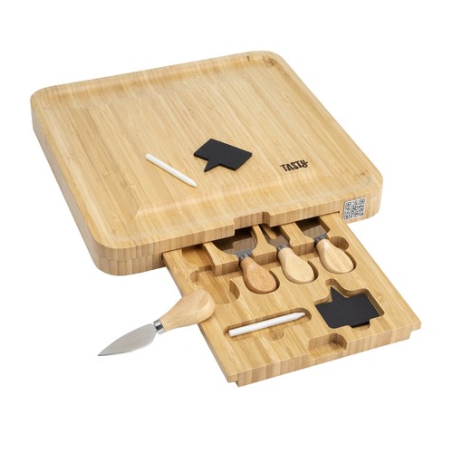 Natural Bamboo Cheese Board and Charcuterie Tray, 13" x 13"