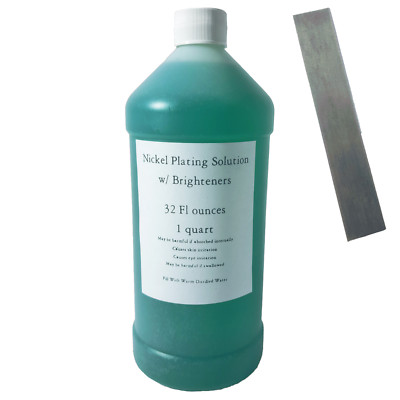 32oz Nickel Plating Solution with Anode & Brighteners, Electroplating, 1 Quart