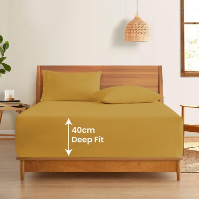 40 cm Extra Deep Bed Sheets Full Fitted Sheet Single Double King Super King Size