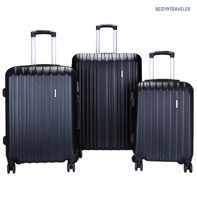 Set of 3 Luggage Set Travel Bag ABS Trolley Spinner...