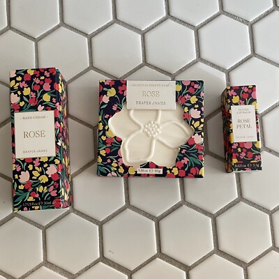 Women's Draper James 3 Piece Gift Set ROSE Fragrance Soap, Hand Cream, Lip Balm
