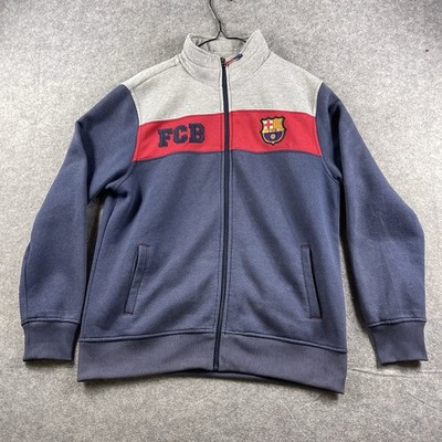 FC Barcelona XL Track Jacket Zip Up Sweatshirt Mens Blue Grey FCB Full Zip