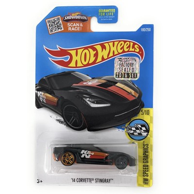 Hot Wheels 2016 Speed Graphics - 14 Corvette Stingray (Black) #180  Factory Seal