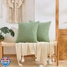 GAWAMAY Decorative Throw Pillow Covers 24x24 Inch Set of 2 for Living Room Couch Bed Sofa, Farmhouse Square Cushion Cover Soft Striped Corduroy Pillow Cases Boho Home Decor (60x60cm) Light Green