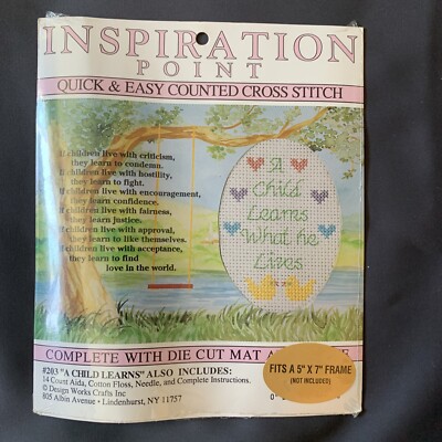 Vintage Inspiration Point Counted Cross Stitch Kit  A Child Learns  #203 5 x7''