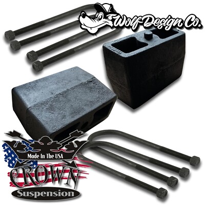 Crown Suspension 1980-2003 REAR 4'' LIFT BLOCK BLOCKS KIT ROUND U-BOLT BOLTS 