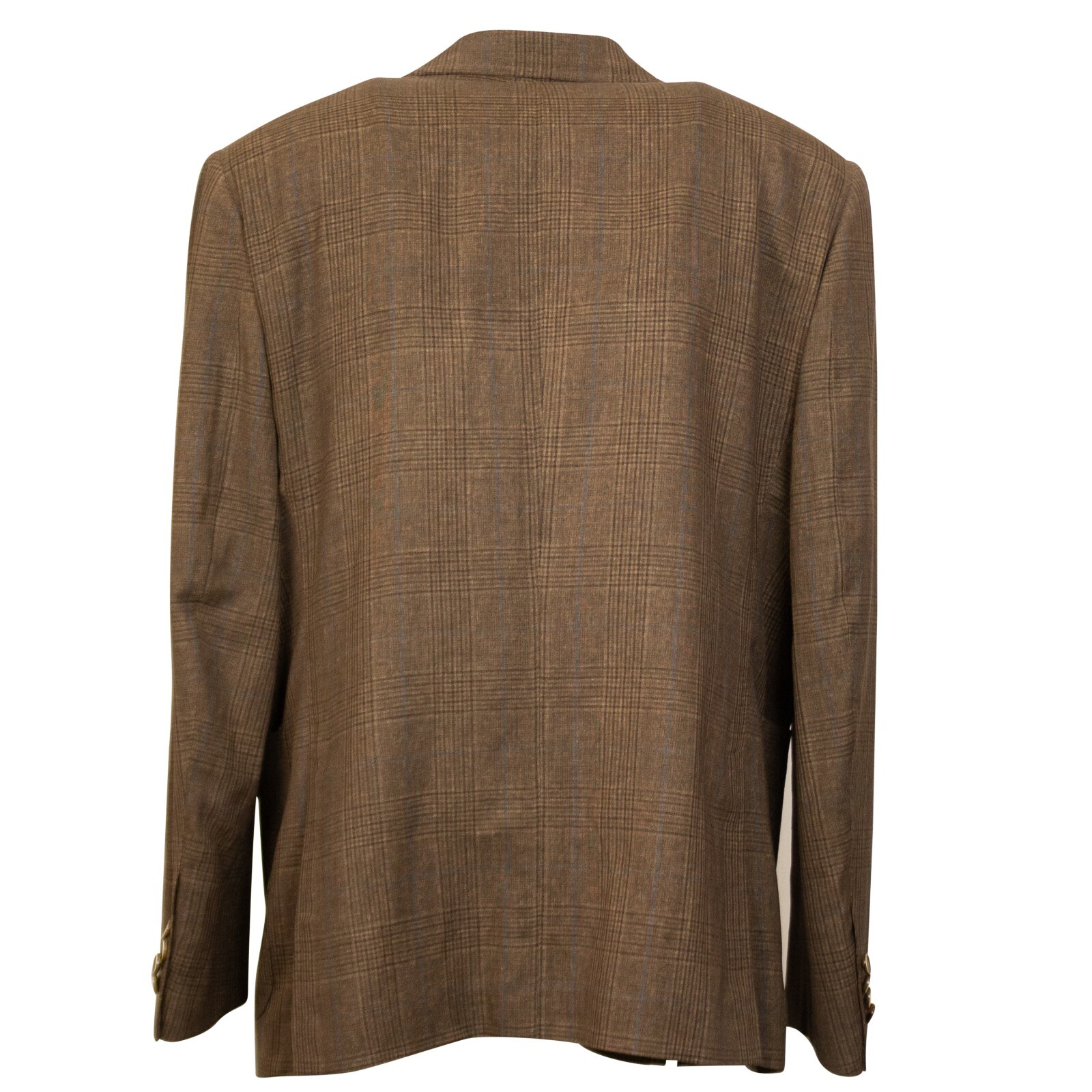 Pre-owned Caruso Brown Plaid Wool Blend Single Blazer Size 42/52 $1395