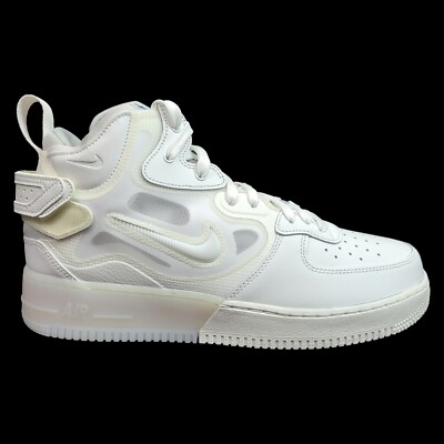 Nike Men 9 9.5 10.5 11 Air Force 1 React Mid Summit Triple White Shoe DQ1872-101