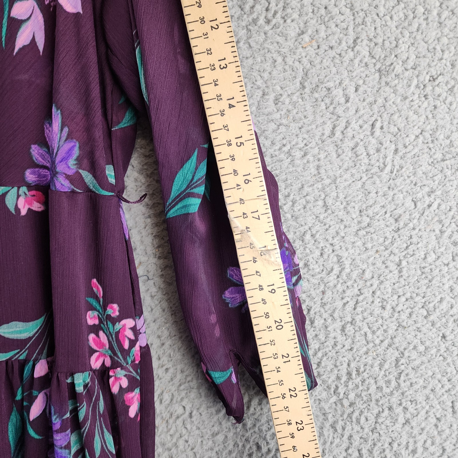 Calvin Klein Plus Size Floral Wrap Dress Women's 20W Eggplant Multi Back Zip - Picture 7 of 12
