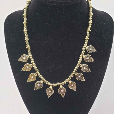 Premier Design long brass tone rhinestone necklace aurora borealis crystals Boho