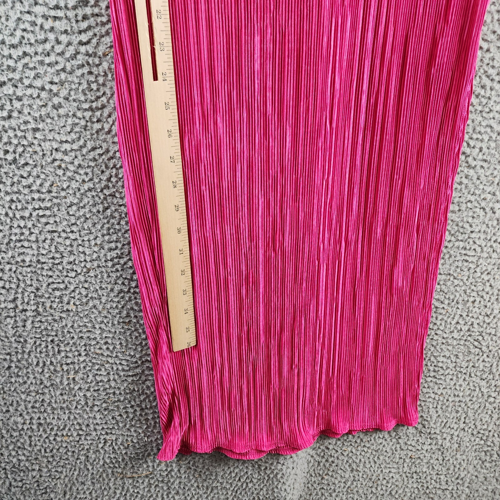 Renee C. Plisse Side Slit Maxi Skirt Women's XS Pink Solid Elastic Waist Pull On - Picture 6 of 13