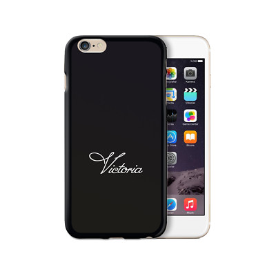 HAIRYWORM PERSONALISED WHITE SCROLL FONT NAME ON BLACK SILICONE GEL PHONE CASE