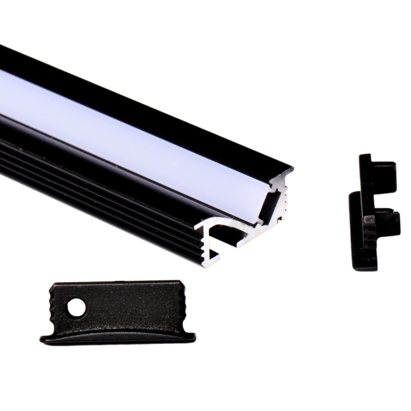 2m 2409N 24x9mm PROFILO MINIMAL MICRO ALLUMINIO NERO PER STRISCE LED 5mm INCASSO