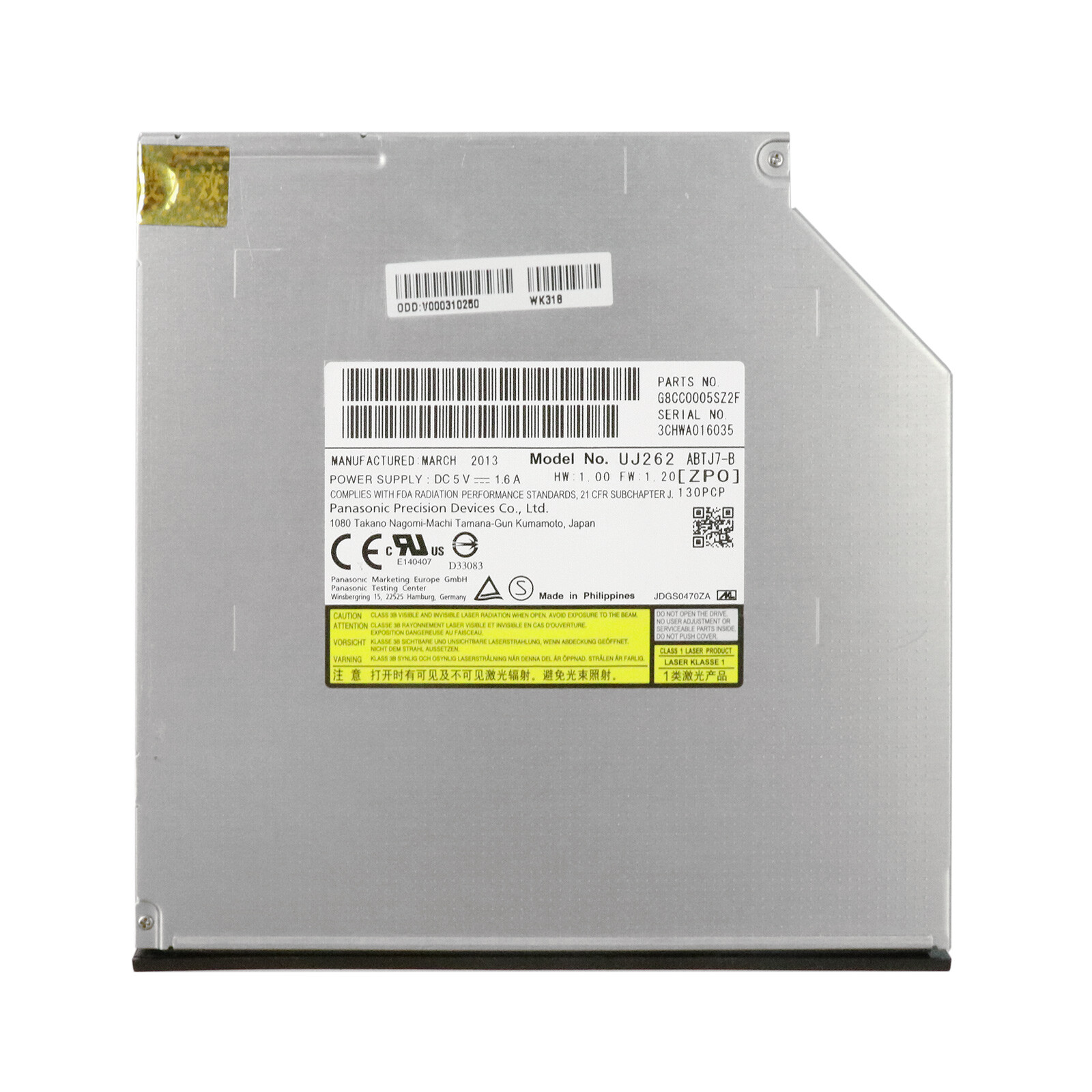 Panasonic - Nayu Panasonic UJ262 6X Blu-ray BD DVD CD RW Burner Player 9.5mm