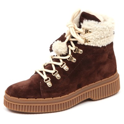 Tod's E5190 Sneaker Donna Brown  Scarpe Tronchetto Inside Fur Merino Shoe Woman In Marrone