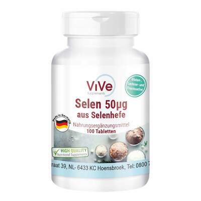 Selen 50 µg - 100 Tabletten in sicherer Dosierung, 100% VEGAN | ViVe Supplements