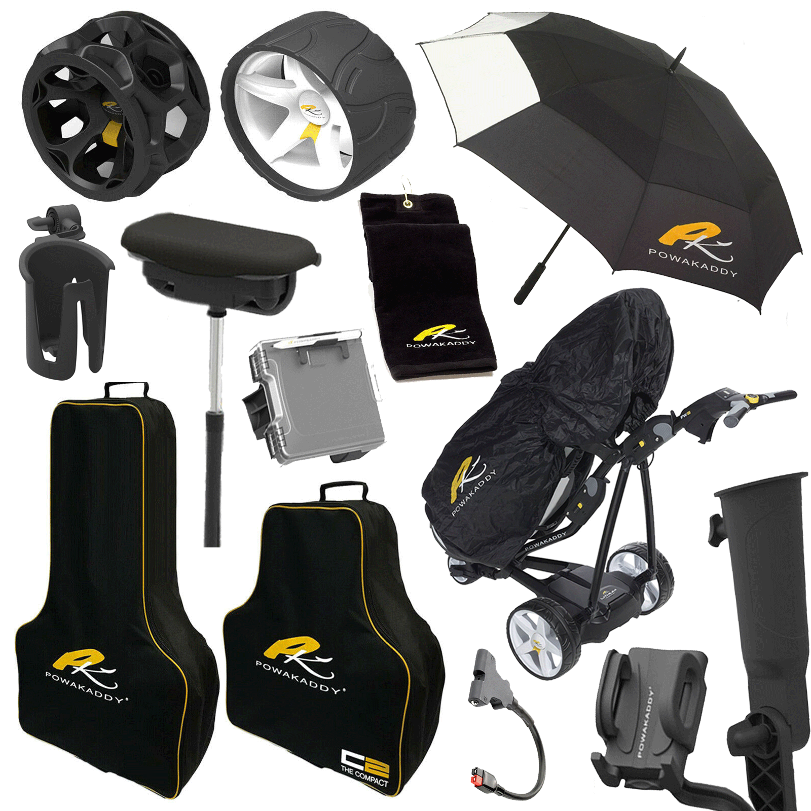 POWAKADDY GOLF TROLLEY ACCESSORIES - FITS ALL FW3 FW5 FW7 & C2i TROLLEYS - Golf Trousers and Clothing