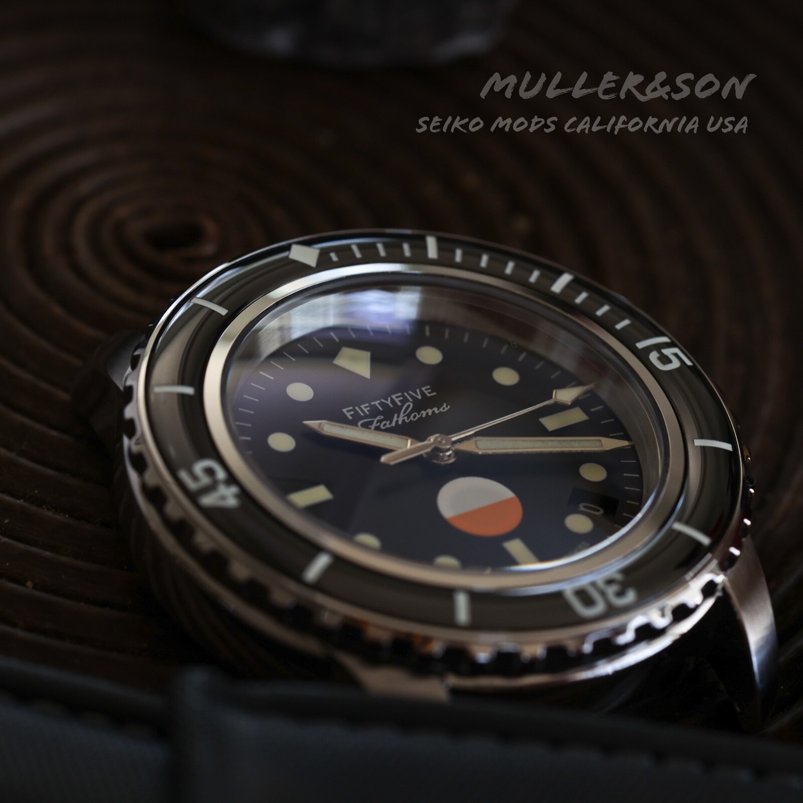Pre-owned Müller&son Watch "mil-spec Supermod W/date" Seiko Snzh Fifty Five Fathoms Base