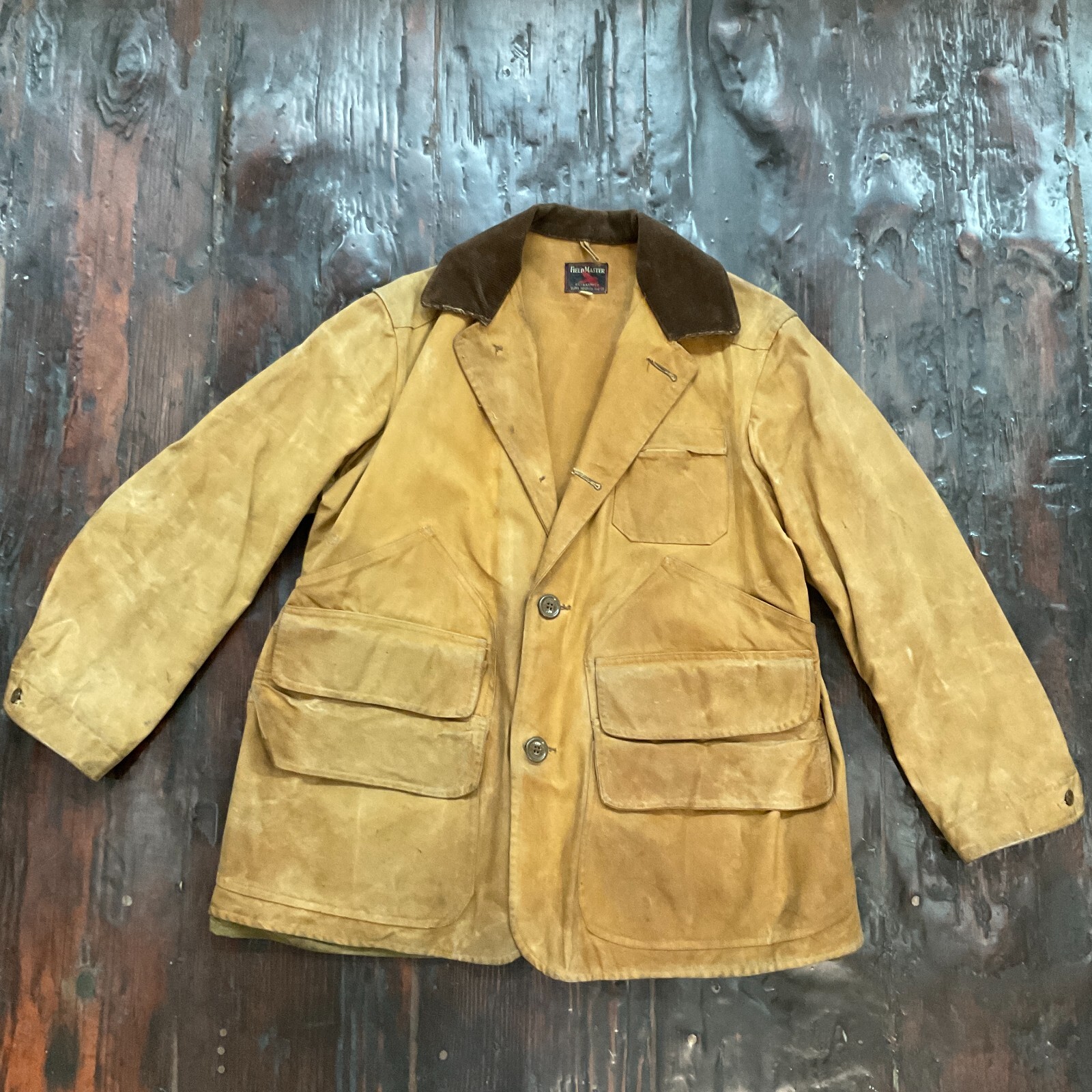 Vintage 1950s Field Master Oil Cloth Size 42 Rainproof Mens Hunting Coat