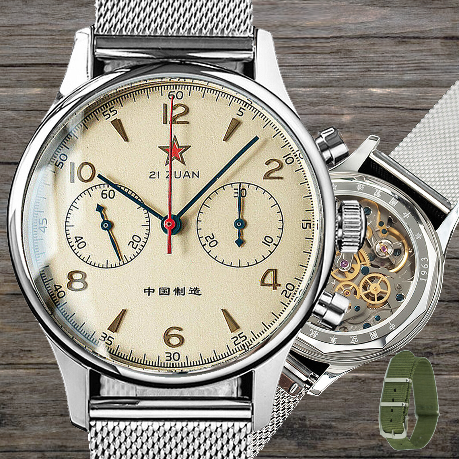 Pre-owned Sugess Seagull 1963 40mm Gold Swanneck Sapphire Mechanical Chronograph Watch Su1963m40x