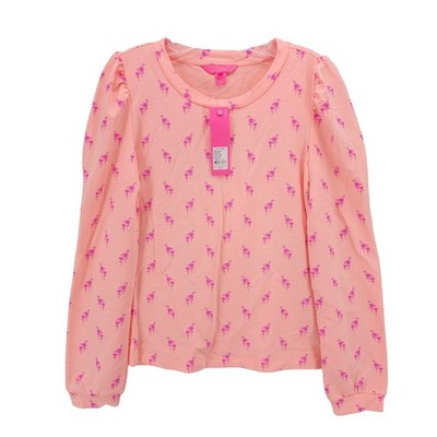 NWT LILLY PULITZER Jansen Sweatshirt Peach Hyacinth Me and My Minnie Flamingo M