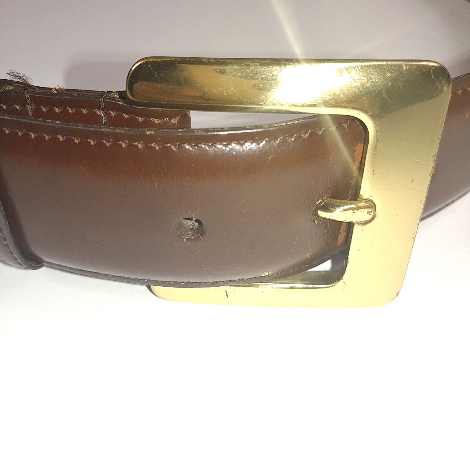 COACH Women's Brown Belt Polished Cowhide Solid Brass Buckle Size Med USA  #8511