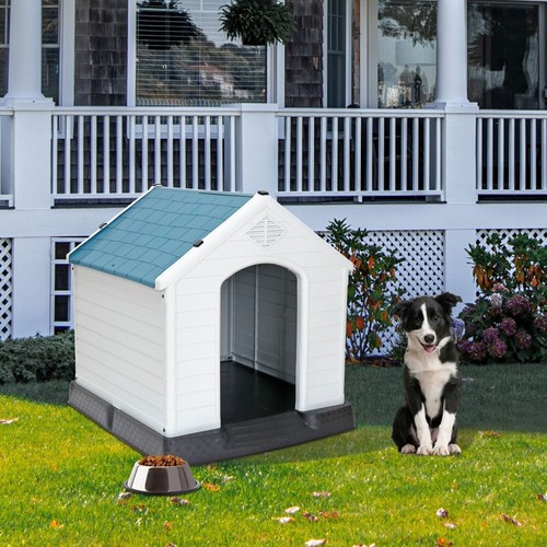 Large Plastic Dog House Indoor Outdoor Dog Kennel Puppy Shelter w/Air Vents 