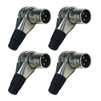 4Pcs Adjustable 3 Pin XLR Male Right Angle Connector 7 Angle Positions