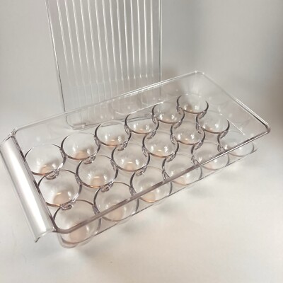 18 Egg Holder for Refrigerator Plastic, Stackable Egg Tray Holder with Lid