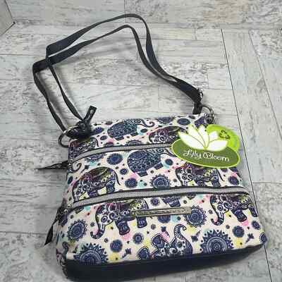 Lily Bloom Denise Crossbody Bag Womens Multicolor Henna Elephant Print NEW