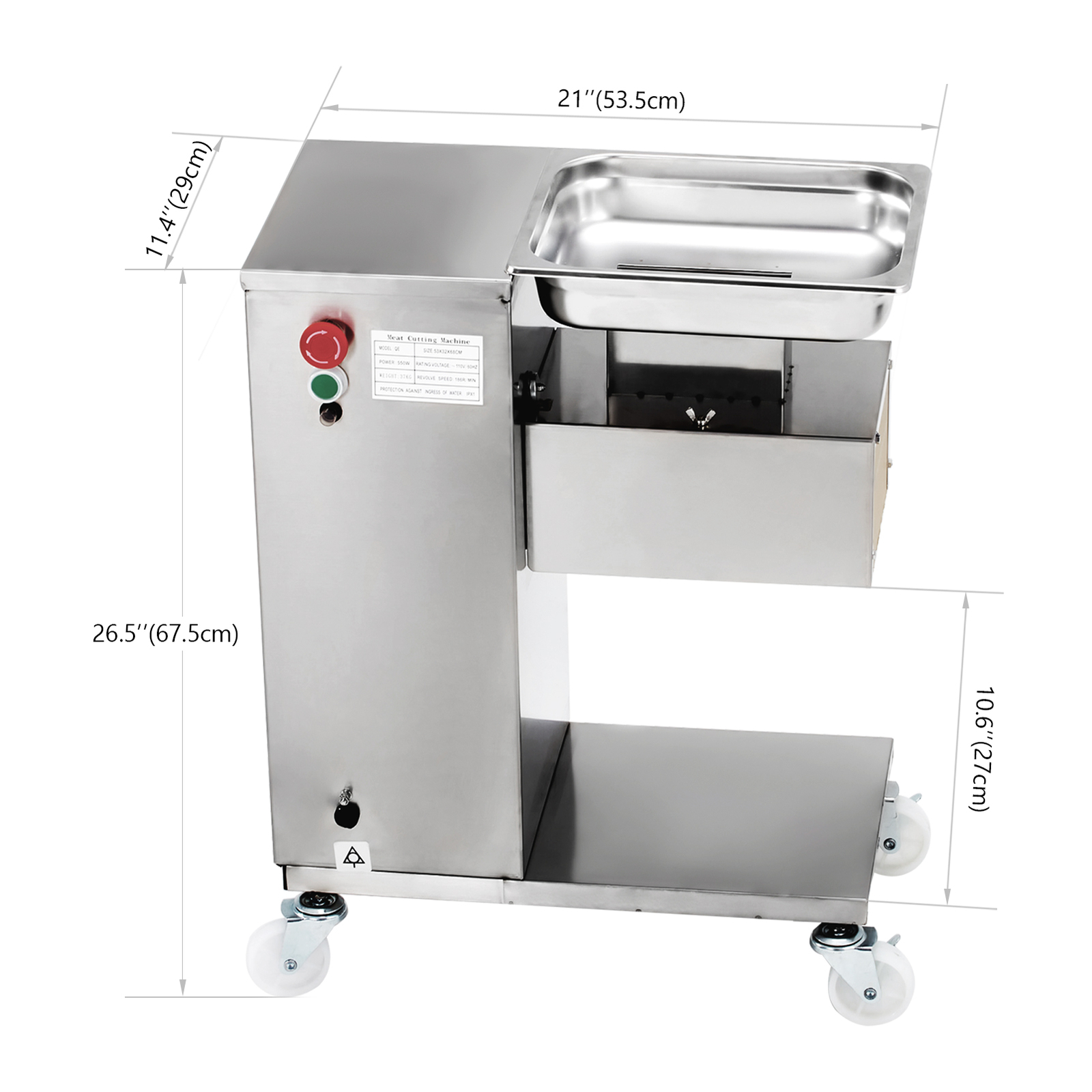 QE-500KG Output Meat Cutting Machine 110V Meat Cutter Slicer Stainless Steel