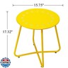 danpinera Outdoor Side Tables with Flower Cut Outs, Weather Resistant Steel Patio Side Table, Small Round Outdoor End Table Metal Side Table for Patio Yard Balcony Garden Yellow