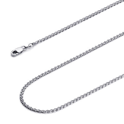 Pre-owned Wellingsale 14k Yellow And White Gold Solid 2mm Wheat Chain Necklace