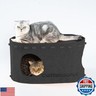 CATTASAURUS Portable Cat House, Foldable Cat Beds for Indoor Cats, Enclosed Peekaboo Cave for Multiple Cats up to 26 lbs, Scratch Resistant Bunk Beds, Tunnels, Tent, Hideaway, Couch (Dark Gray, Large)
