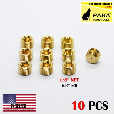 10Pcs 1/8'' NPT Male Thread Brass Internal Hex Head Socket Pipe Plugs end cap