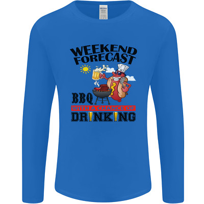 BBQ Weekend Forecast BBQing Alcohol Beer Mens Long Sleeve T-Shirt