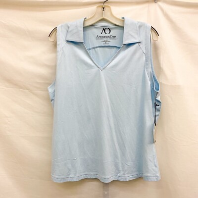 New Anderson Ord Women s Sz XL Gamer Sleeveless Polo Light Blue Tank Top