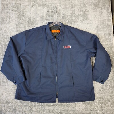 Red Kap Jacket Men's 3XL Blue Navy Quilted Lined Mechanic Work Wear Company Logo