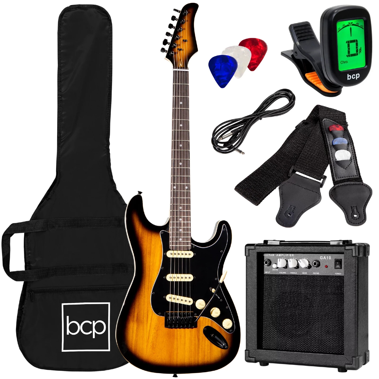 Best Choice Products 39in Full Size Beginner Electric Guitar Kit with Case, Stra Best Choice Products 39in Full Size Beginner Electric Guitar Kit with Case, Stra