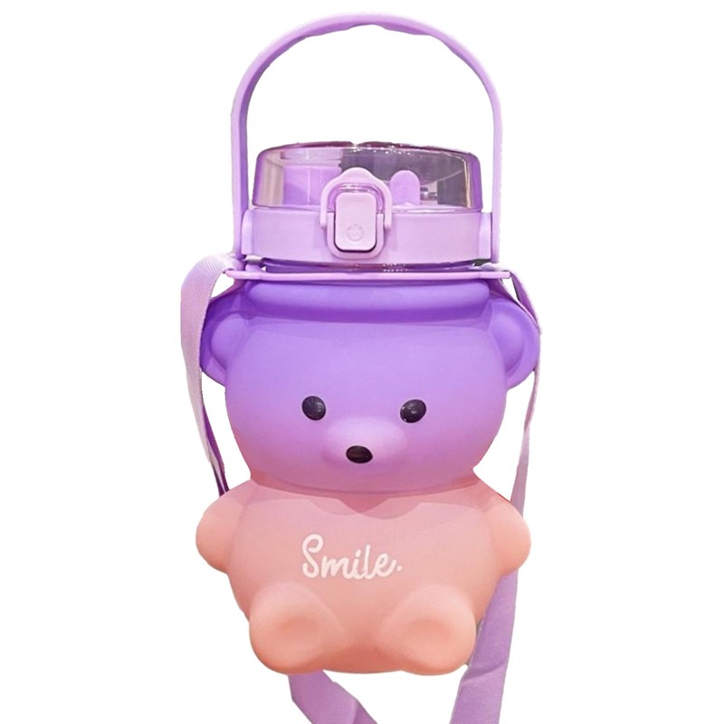 Honey Bear Straw Cup Two Way Drinking Straw Sippy Cup with Adjustable Strap