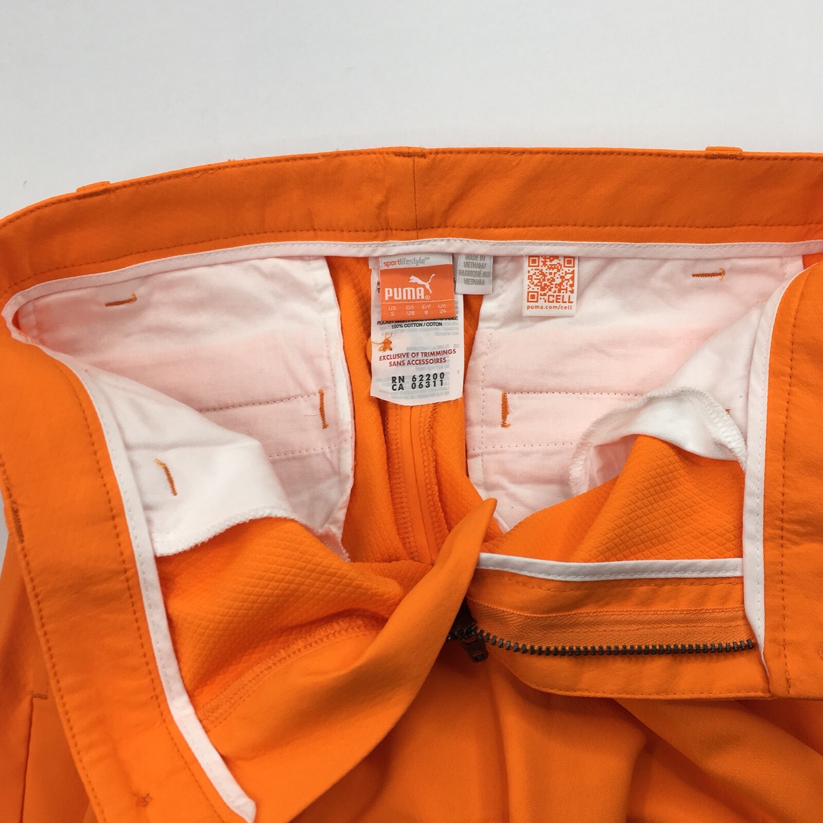 Puma Dry Cell Boys Size 10 Small Shorts Hybrid Flat-Front Neon Orange EUC 25