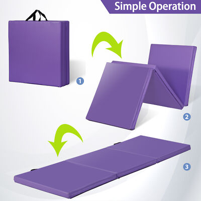 6' x 2  Thick Tri-fold Folding Gym Exercise Mat Workout Mat with Handles