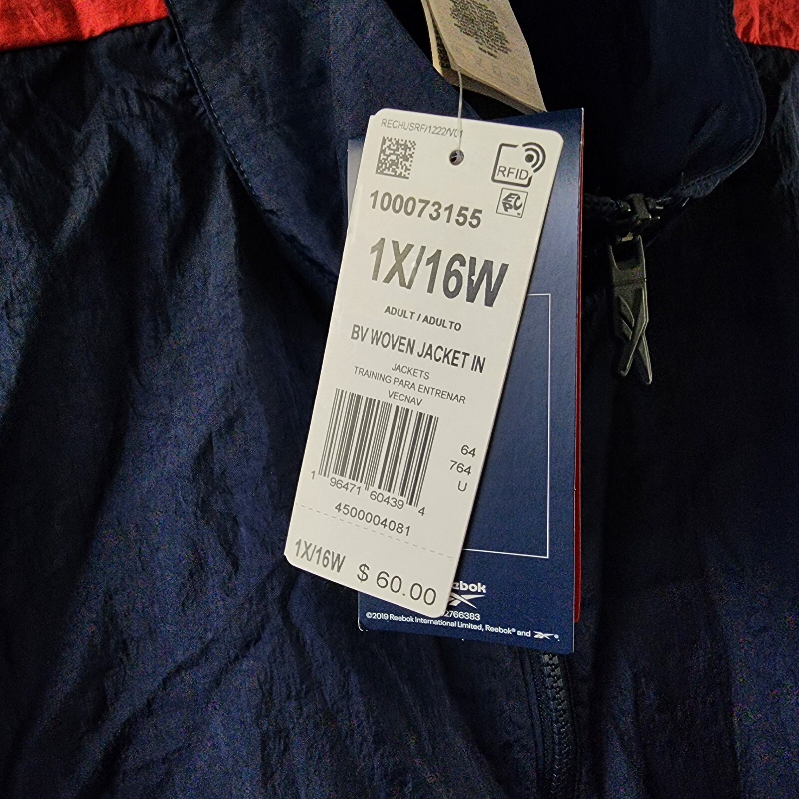 Reebok Plus Size Zip-Front Long-Sleeve Colorblocked Jacket Women's 1X 16W Navy - Picture 6 of 14