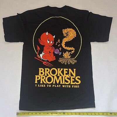 Broken Promises x Hot Stuff Play With Fire Men Black T-Shirt Sz M