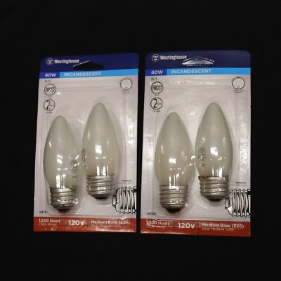 Westinghouse 60 Watt B11 Frosted Torpedo Light Bulbs (4 BULBS) E26 Medium Base
