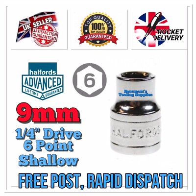 Halfords Advanced 9mm HI-TORQ 6 Point Socket 1/4 Drive Standard *FREE POST*